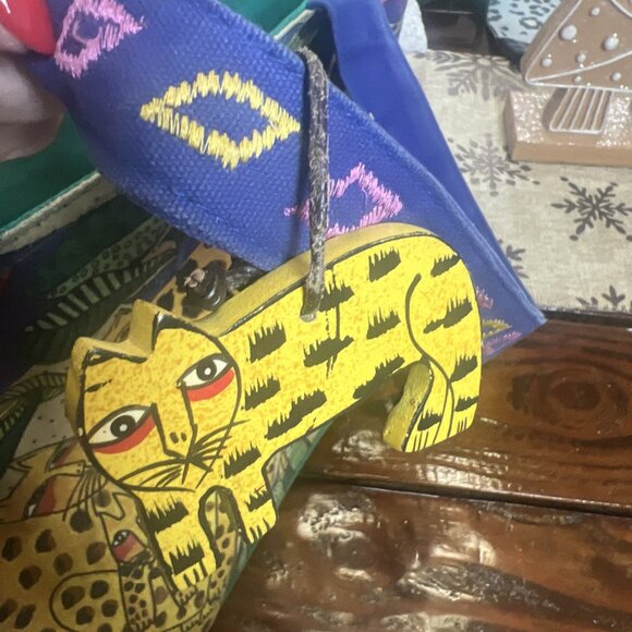 Vintage Laurel Burch Large Shoulder Tote Bag Leopard Cheetah Cat Y2K - Picture 12 of 12